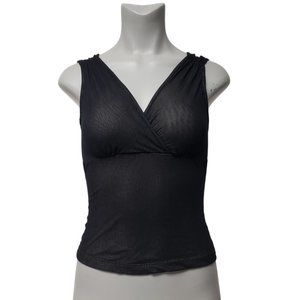 NWT 2005 Attention sheer mesh overlap V-neck top